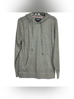 Company 81 Mens Medium Gray Waffle Knit Pullover Hoodie Contrast Shoulder Patch